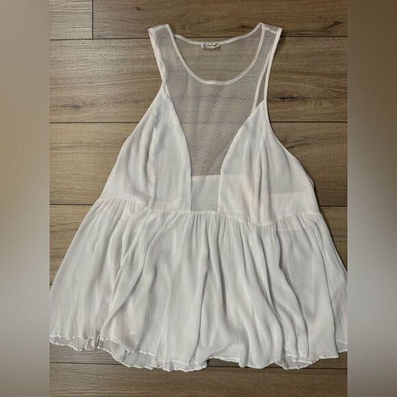 Free People intimately Ivory Marble Cami Tank Top L large women’s mesh boho - Picture 12 of 16